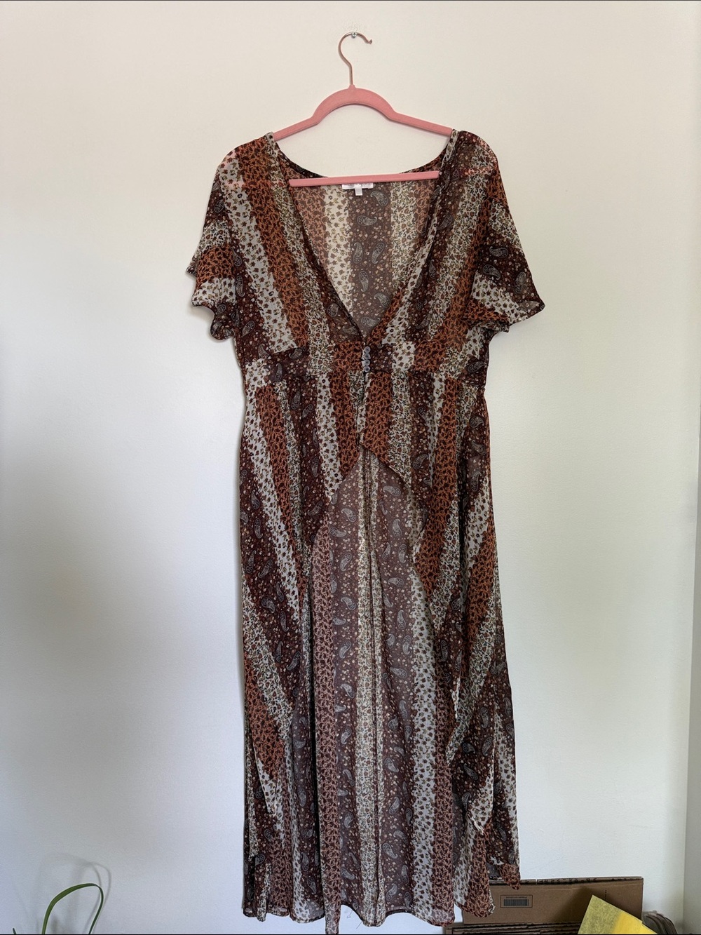 NWOT Paisley Patterned V-Neck Maxi Cardigan Duster